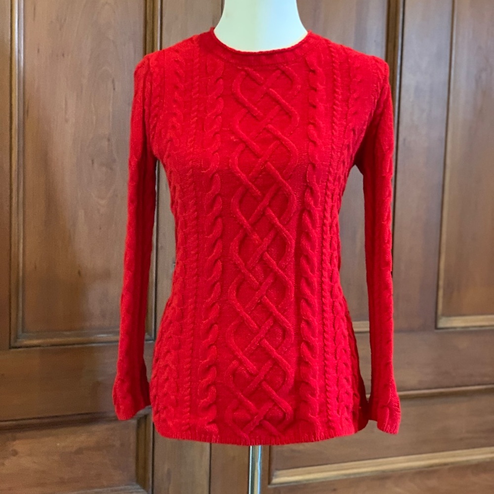 J. Jill Women’s Red Cable Sweater, Size Small